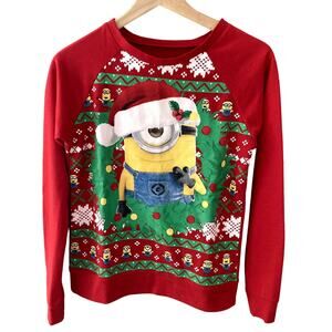 Despicable Me Minion Christmas Holiday Sweatshirt - Red - XS